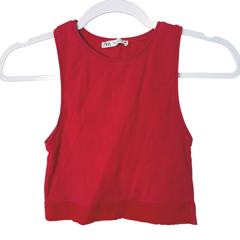 Zara Red High Neck Crop Top Sleeveless Tank Downtown Girl Sporty Spice It-Girl S
